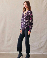 Avalon Long Sleeve Shirt Floral Plum Print - PINK ARROWS