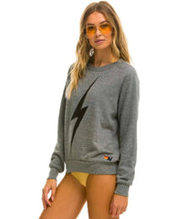 Aviator Nation Bolt Logo Crew Sweatshirt Charcoal - PINK ARROWS