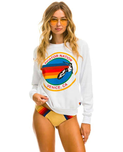 Aviator Nation Crew Sweatshirt Relaxed White Venice - clearpathherbicide