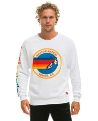 Aviator Nation Crew Sweatshirt Relaxed White Venice - PINK ARROWS