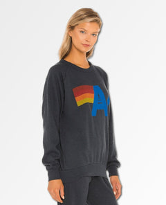 Aviator Nation Logo Crew Sweatshirt Charcoal - miamidrugpossession