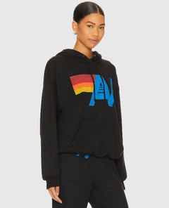 Aviator Nation Logo Hoodie Relaxed Black - PINK ARROWS