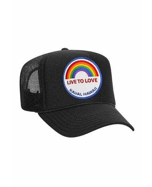 Aviator Nation Trucker Hat Black Live to Love - miamidrugpossession