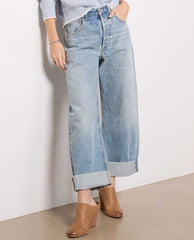 Ayla Baggy Cuffed Crop Skylights - PINK ARROWS