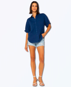 Barley Blue Short Sleeve Blouse - miamidrugpossession