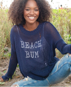 Beach Bum Distressed Crew Indigo Silver Metallic - miamidrugpossession