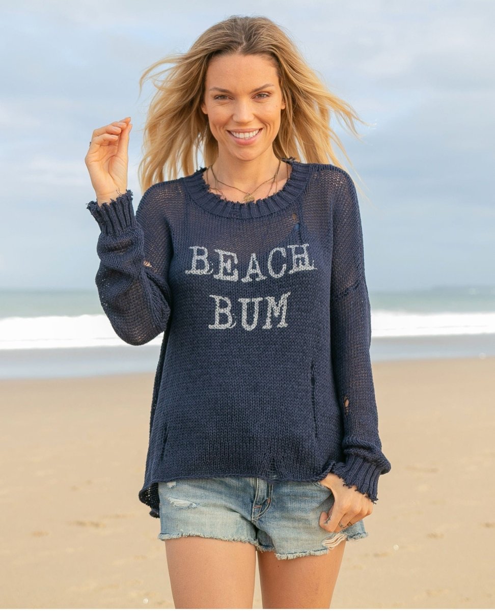 Beach Bum Distressed Crew Indigo Silver Metallic - miamidrugpossession