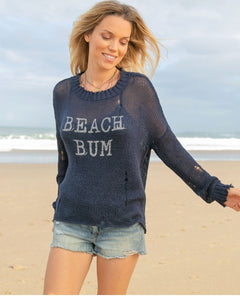 Beach Bum Distressed Crew Indigo Silver Metallic - miamidrugpossession