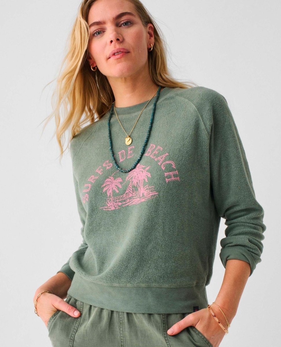 Beach Fleece Crew Sea Spray - PINK ARROWS