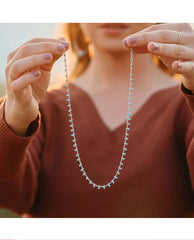 Bead Fringe Necklace Turquoise & Silver - PINK ARROWS