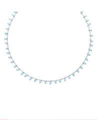 Bead Fringe Necklace Turquoise & Silver - PINK ARROWS