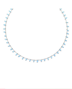 Bead Fringe Necklace Turquoise & Silver - clearpathherbicide