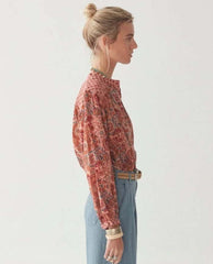 Beatrice Blouse Rust Flamingo - PINK ARROWS