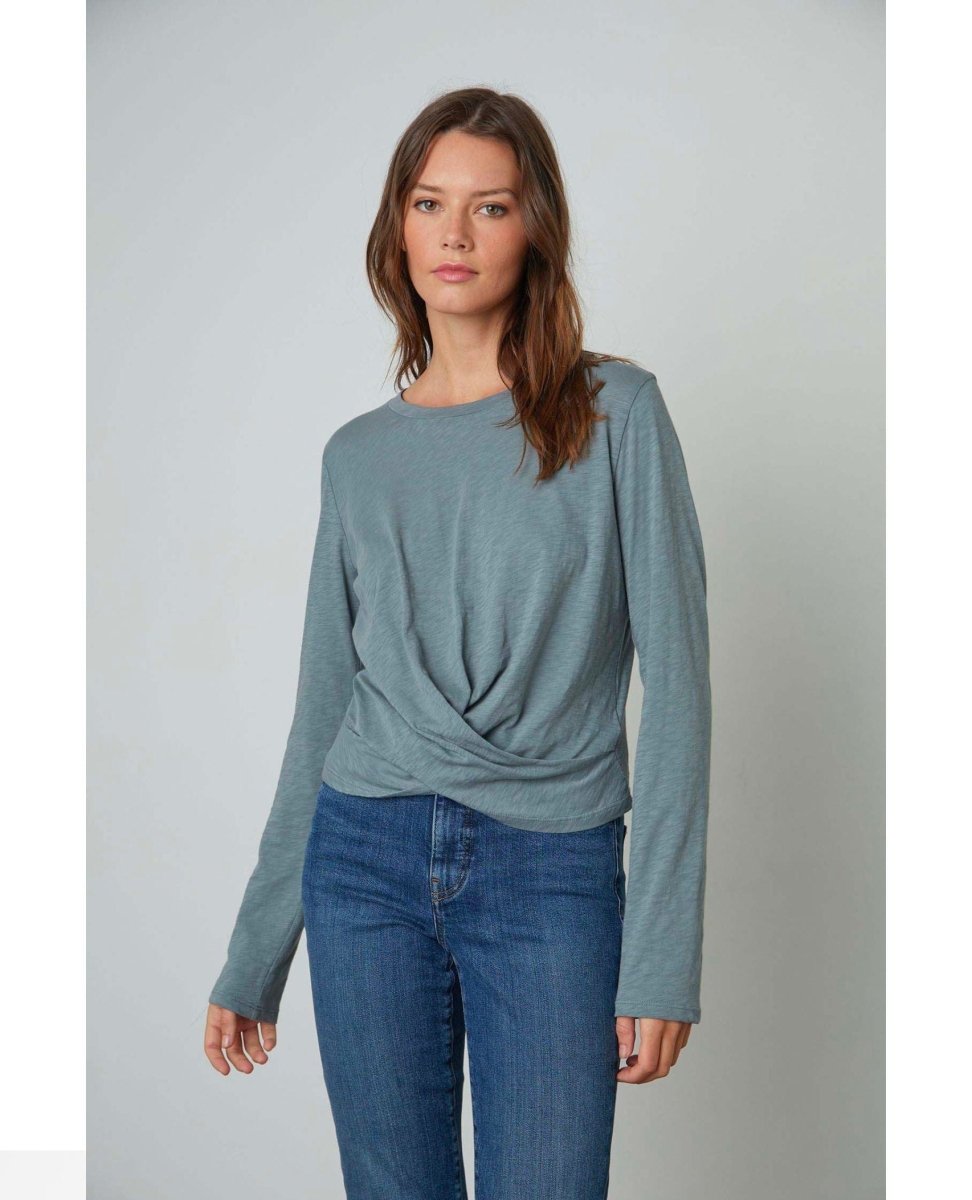 Beatrice Long Sleeve Twist Top Coal - PINK ARROWS