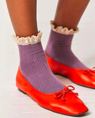 Beloved Waffle Knit Sock Plum - PINK ARROWS