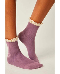 Beloved Waffle Knit Sock Plum - PINK ARROWS