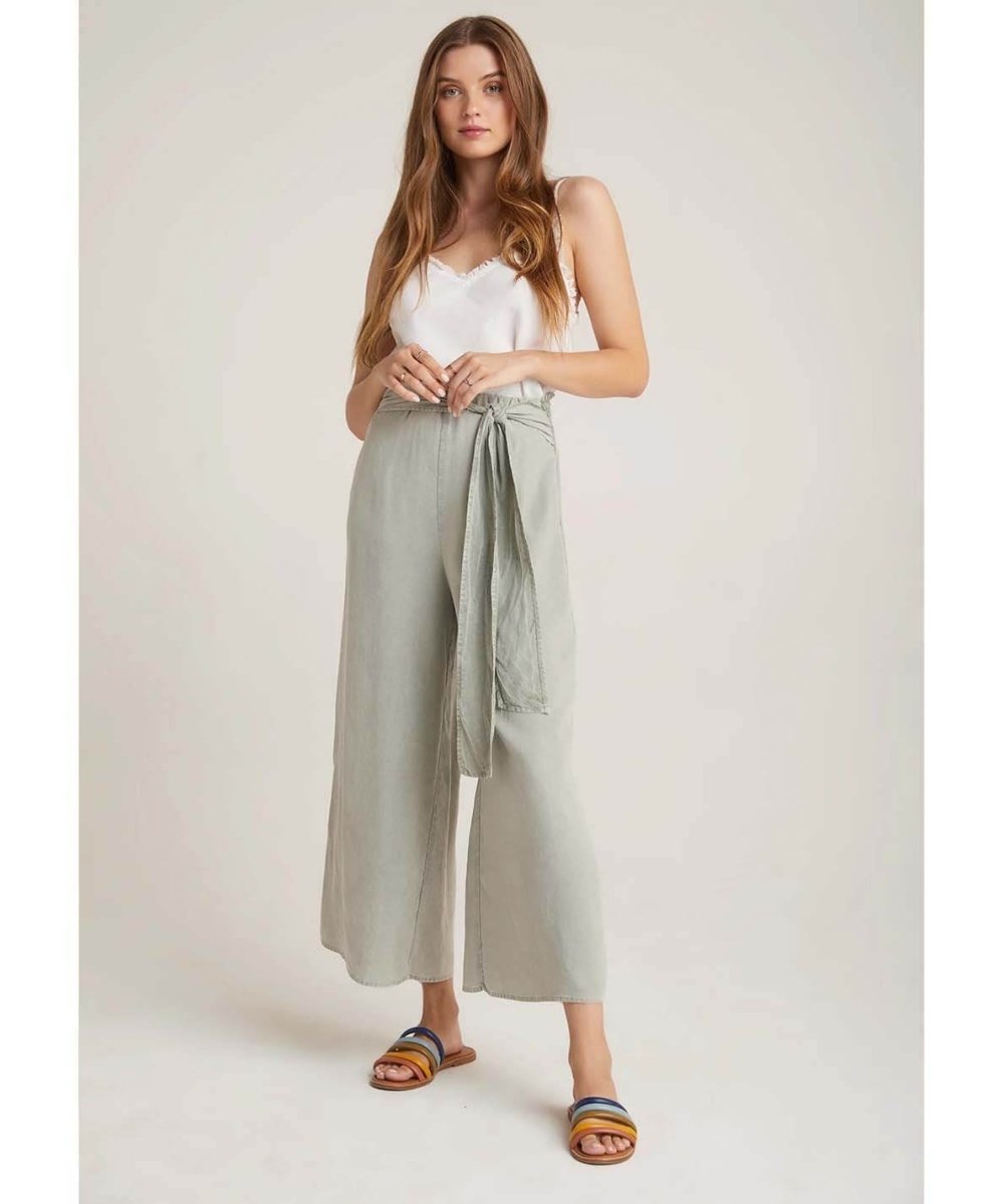 Belted High Waisted Crop Pant Worn Olive - miamidrugpossession