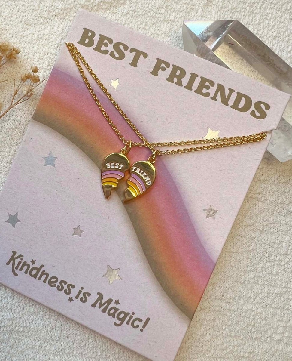 Best Friends Split Heart Necklaces - PINK ARROWS