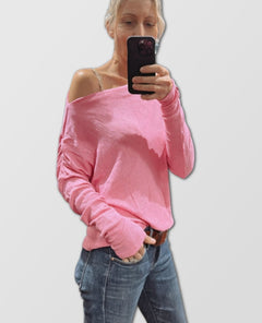 Bestseller Santos Boat Neck Long Sleeve Party Pink - clearpathherbicide