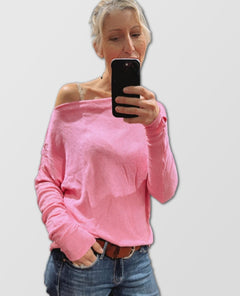 Bestseller Santos Boat Neck Long Sleeve Party Pink - miamidrugpossession