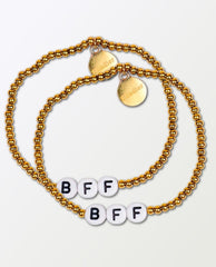 BFF Gold Beaded Bracelets (Set of 2) - PINK ARROWS