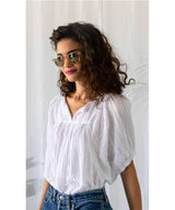 Bibi Fabric Mix Top White - miamidrugpossession