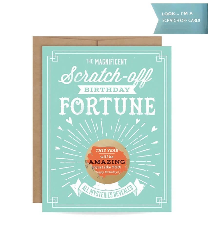 Birthday Fortune Scratch Off Card - PINK ARROWS