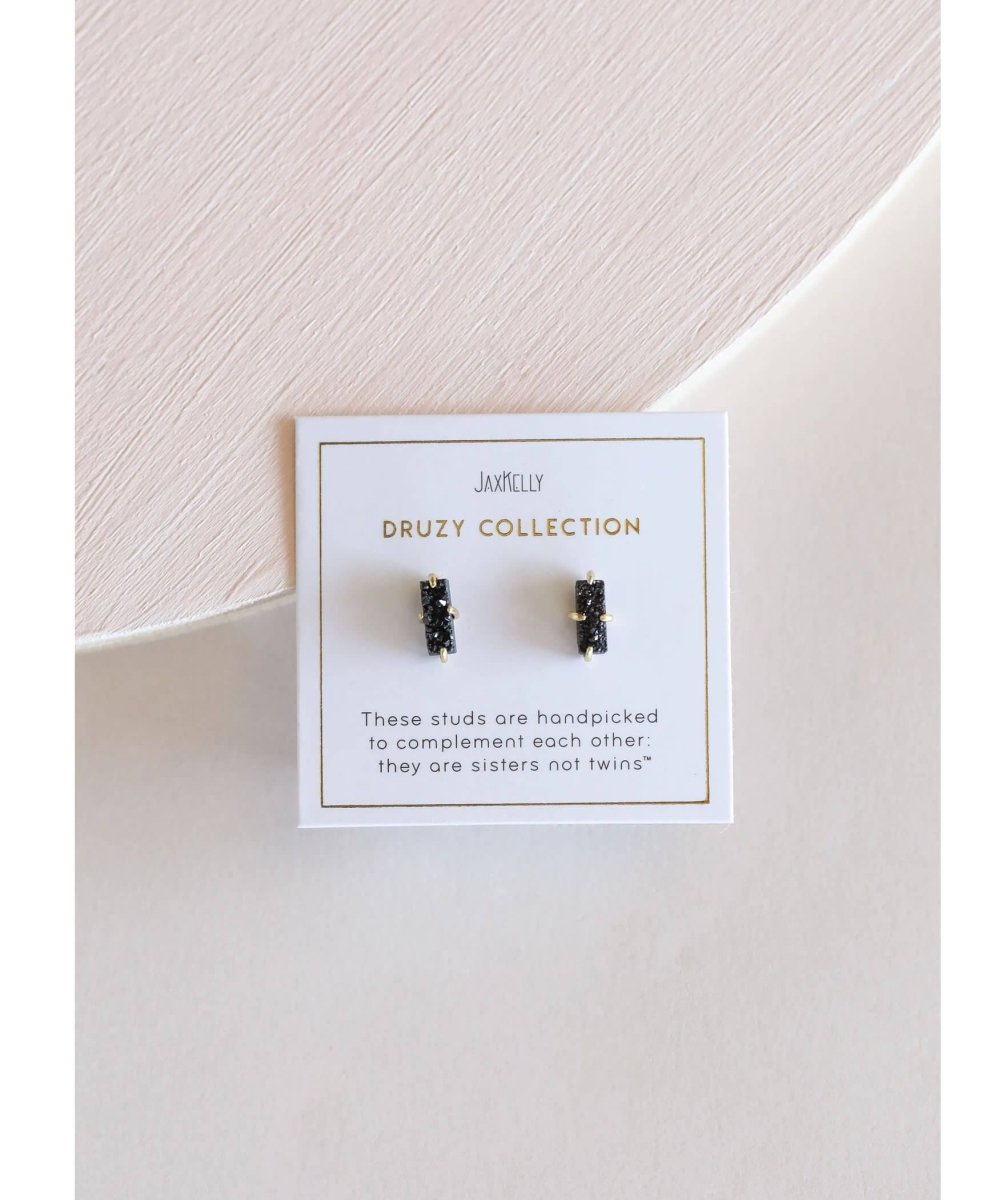 Black Bar Druzy Earrings - miamidrugpossession