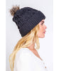 Black Beanie with Fur Pom - miamidrugpossession