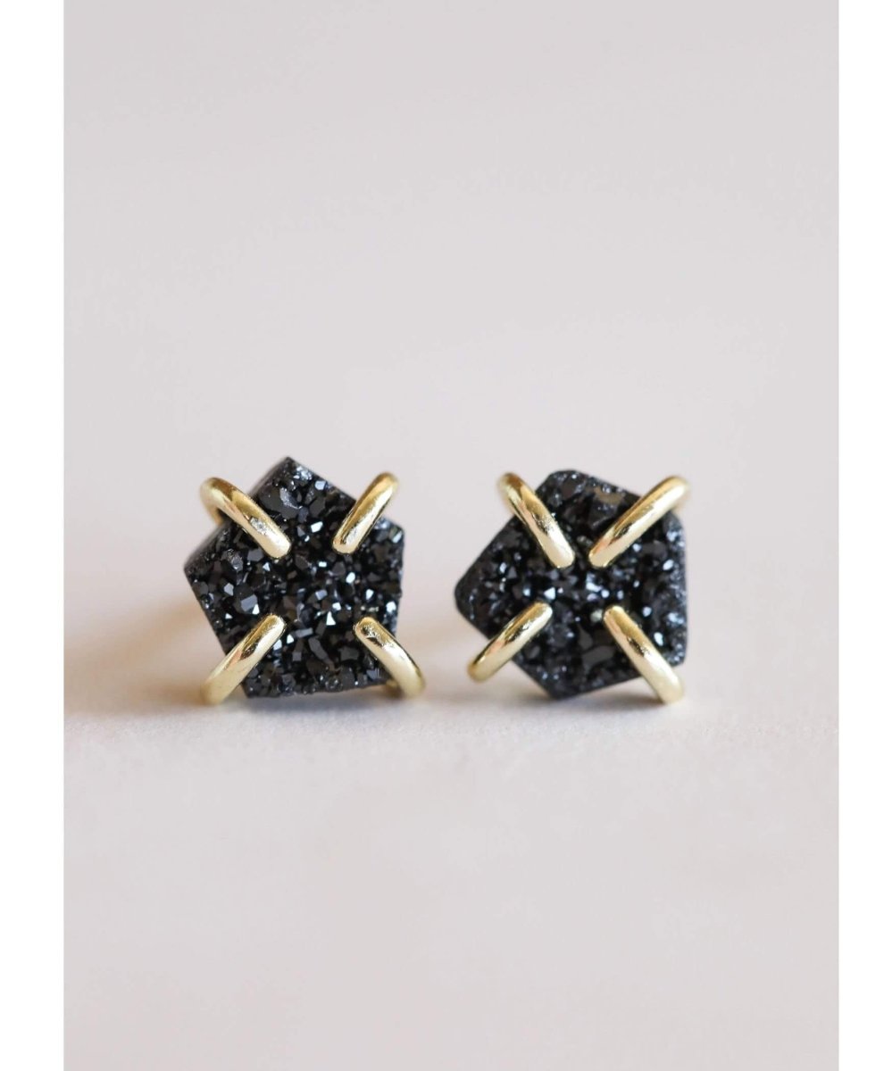 Black Druzy Prong Earrings - miamidrugpossession