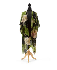 Black Passion Flower Mid Kimono - PINK ARROWS