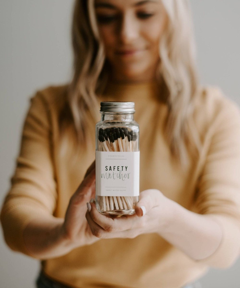 Black Safety Matches - Glass Jar - clearpathherbicide