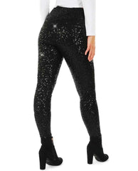 Black Sequin Leggings High Waisted - PINK ARROWS