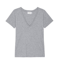 Blair Slim V - Neck Top Heather Grey - PINK ARROWS