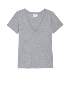 Blair Slim V - Neck Top Heather Grey - PINK ARROWS