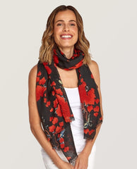 Blossom Branch Black Scarf - PINK ARROWS