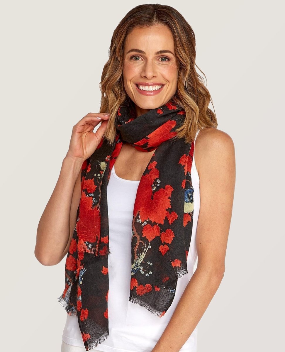 Blossom Branch Black Scarf - PINK ARROWS