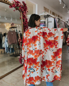 Blossom Branch Print Medium Red Kimono - clearpathherbicide