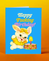 Blue Bunny Birthday Card - PINK ARROWS