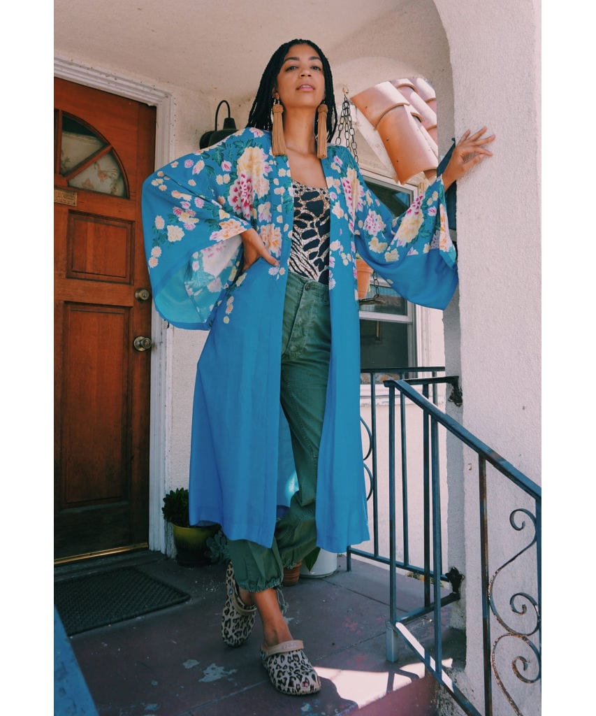 Blue Floral Georgia Robe - miamidrugpossession