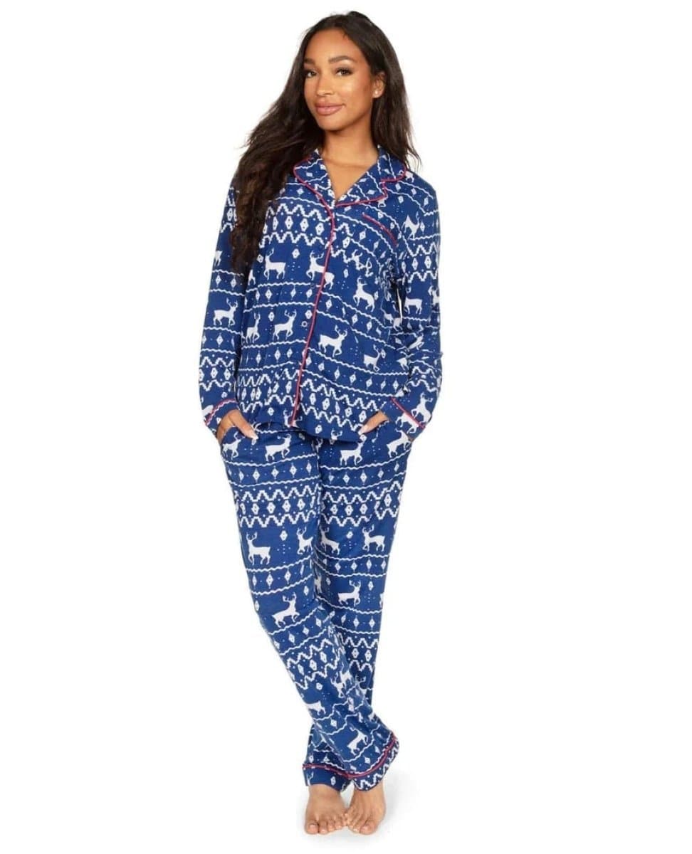 Blue Reindeer PJ Set - PINK ARROWS