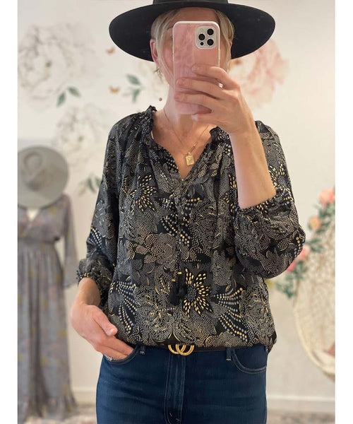 Boho Printed LS Blouse Black Combo - clearpathherbicide