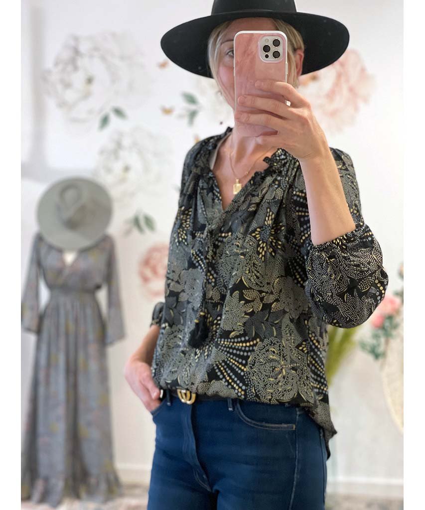 Boho Printed LS Blouse Black Combo - clearpathherbicide