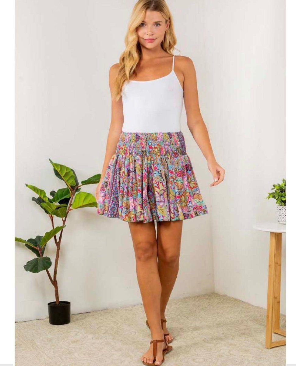 Boho Tiered Mini Skirt Pink Combo - miamidrugpossession