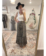 Boho Tiered Skirt Black Gold Combo - miamidrugpossession