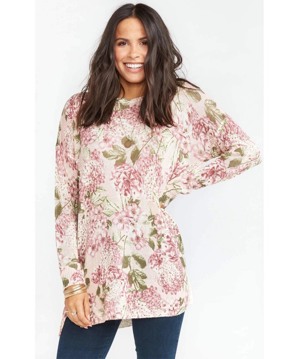 Bonfire Sweater Hydrangea Blooms Knit - PINK ARROWS