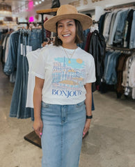 Bonjour Short Sleeve Tee Shirt - PINK ARROWS