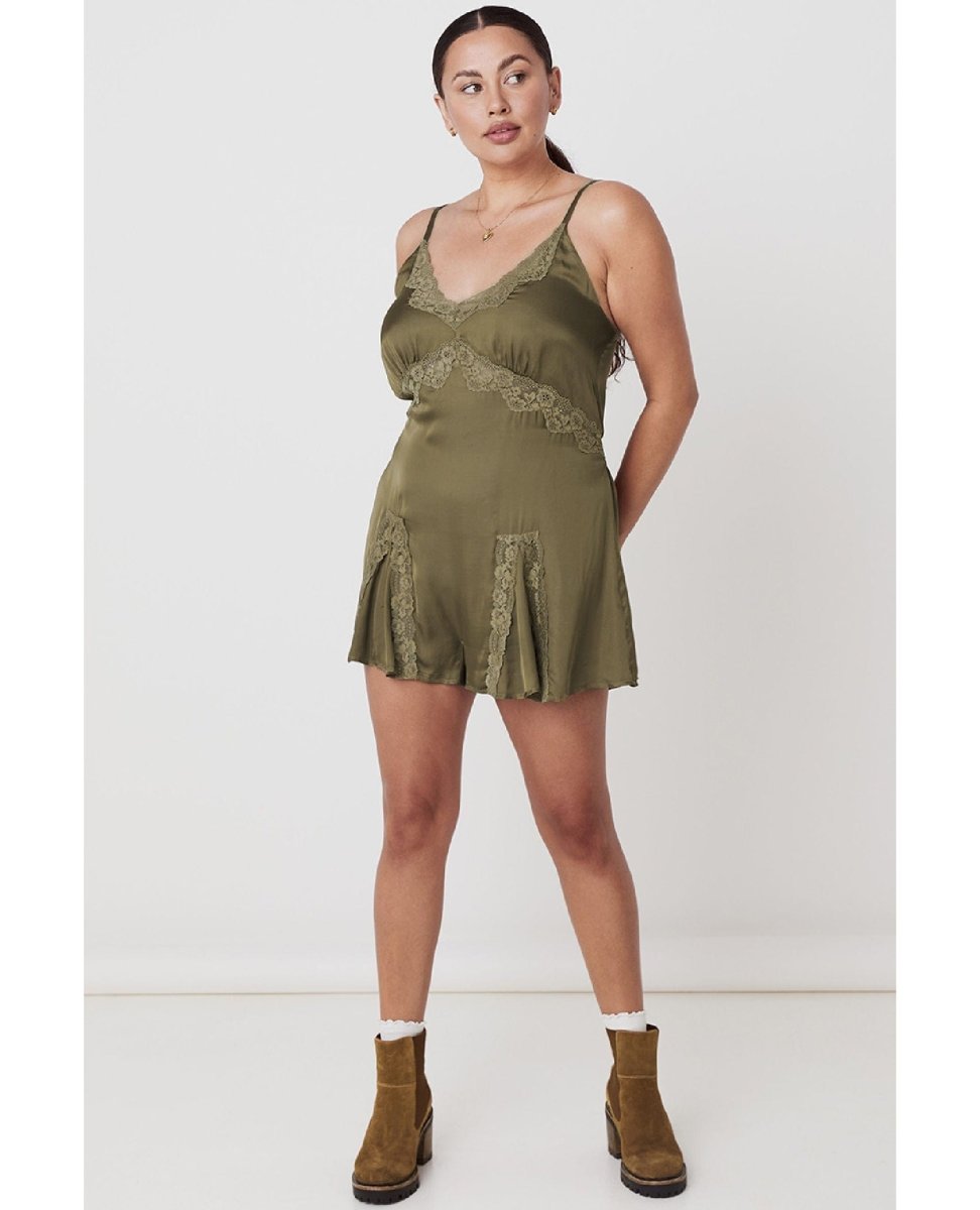 Boudoir Romper Olive - miamidrugpossession