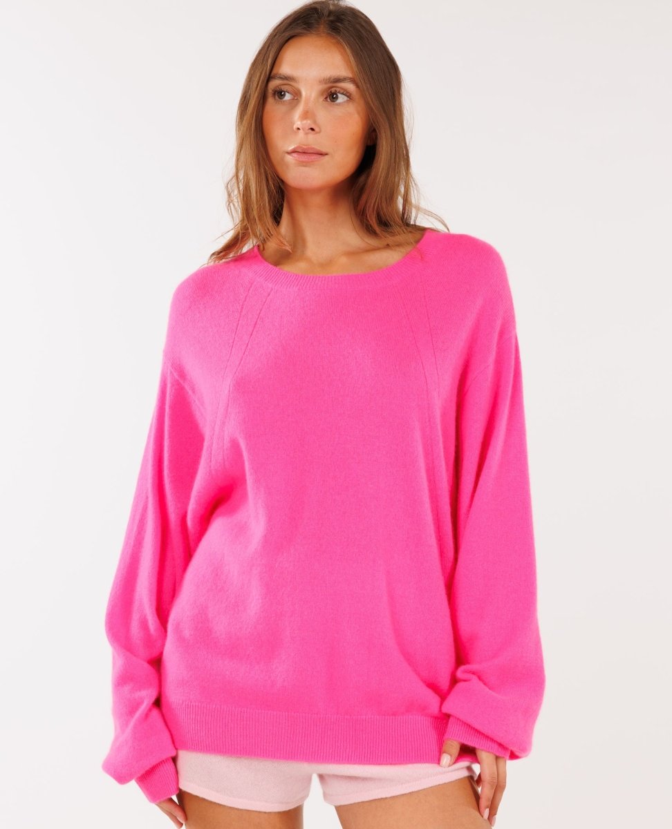 Boyfriend Cashmere Sweatshirt Flamingo - PINK ARROWS