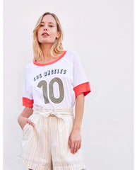 Boyfriend Los Angeles Tee White - PINK ARROWS